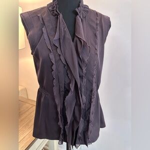 Converse One Star Tuxedo Ruffled Sleeveless Blouse - Size M